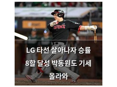 LG 타선 살아나자 승률 8할 달성 박동원도 기세 올라와